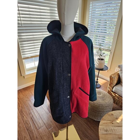 Woolrich 1980's Vintage Wool Colorblock Coat Women's Size M Made in USA - Picture 3 of 13